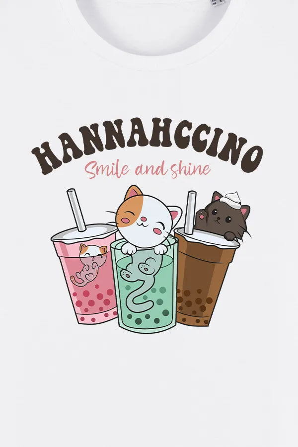 Hannahccino Cat T-Shirt White