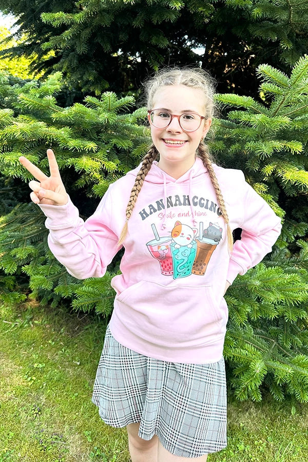 Hannahccino Cat Hoodie Pink