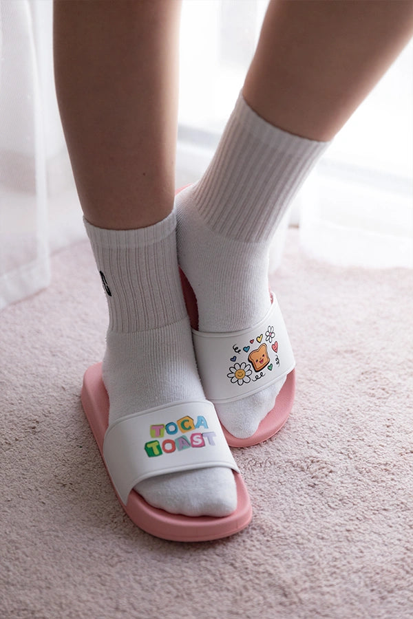 TocaToast Schlappen pink/weiß