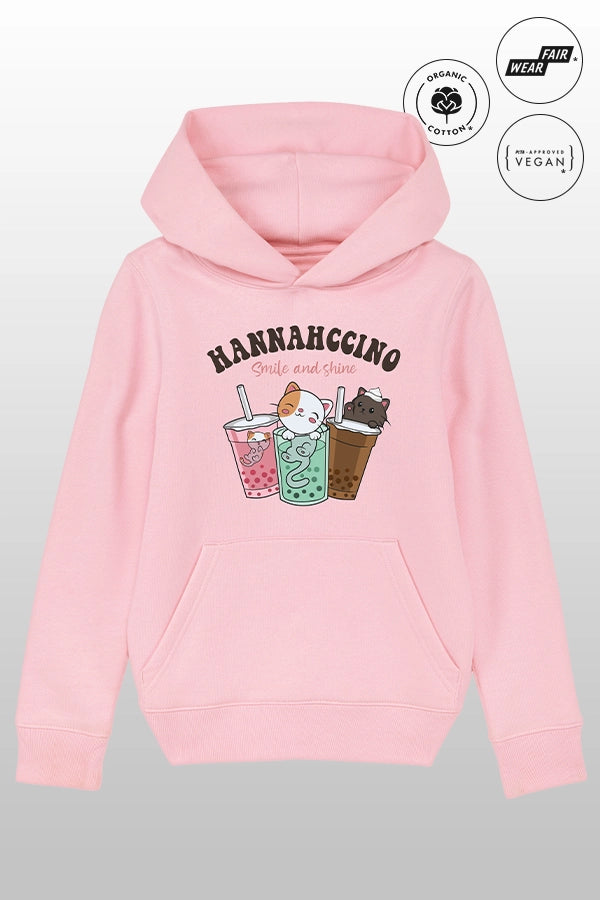 Hannahccino Cat Kids Hoodie Pink