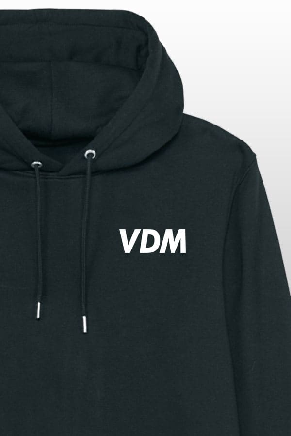 VDM Hoodie black – Weiß klein
