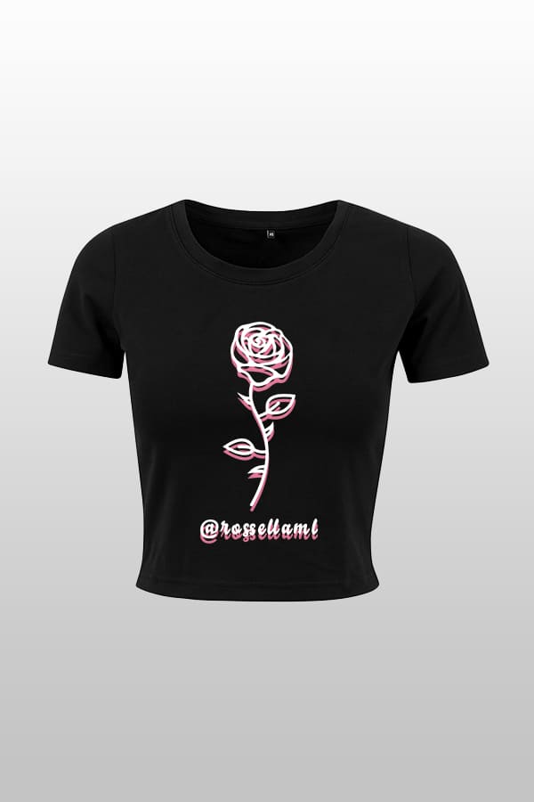 Rosa Rose Cropped Tee Black
